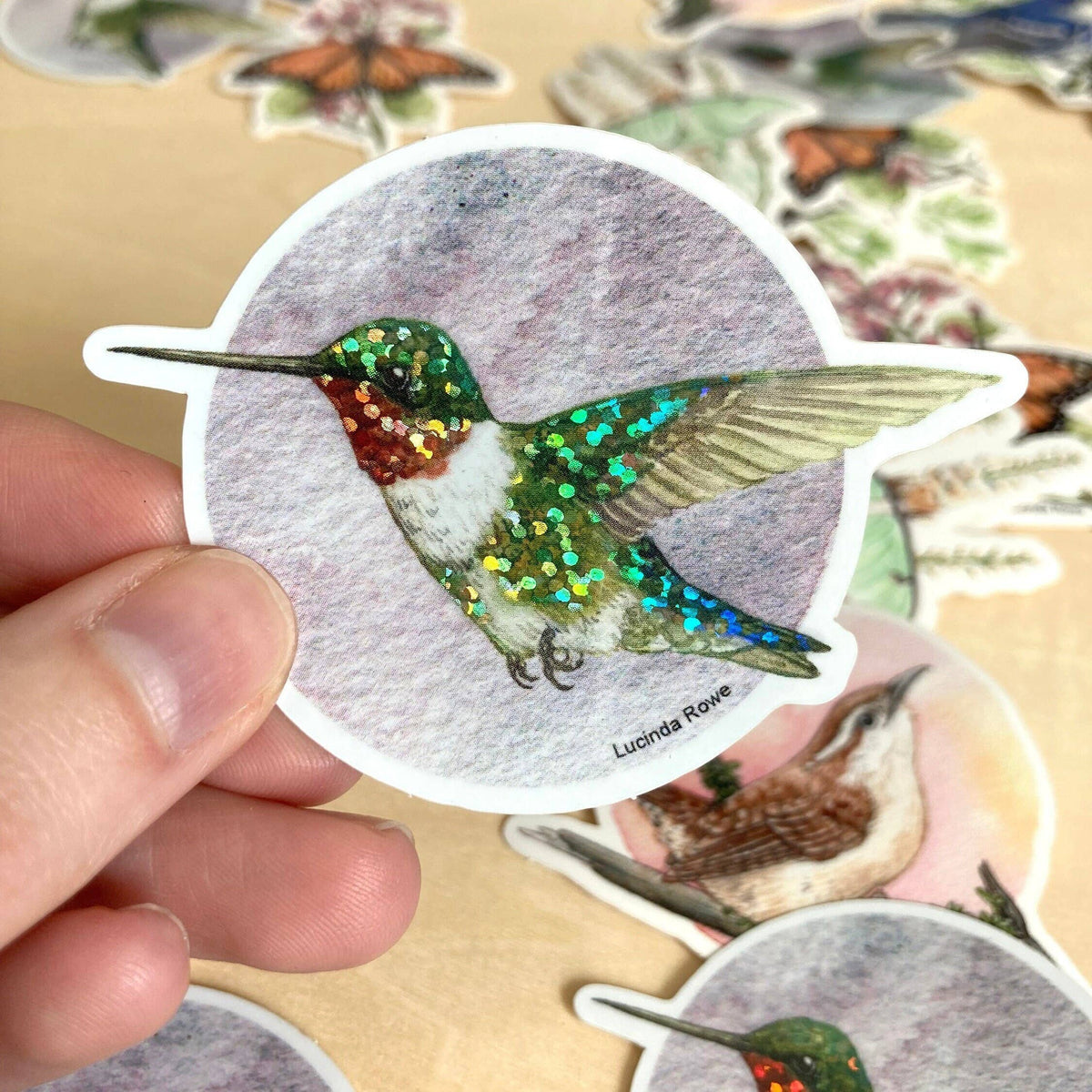 Ruby-throated Hummingbird - Vinyl Glitter Sticker