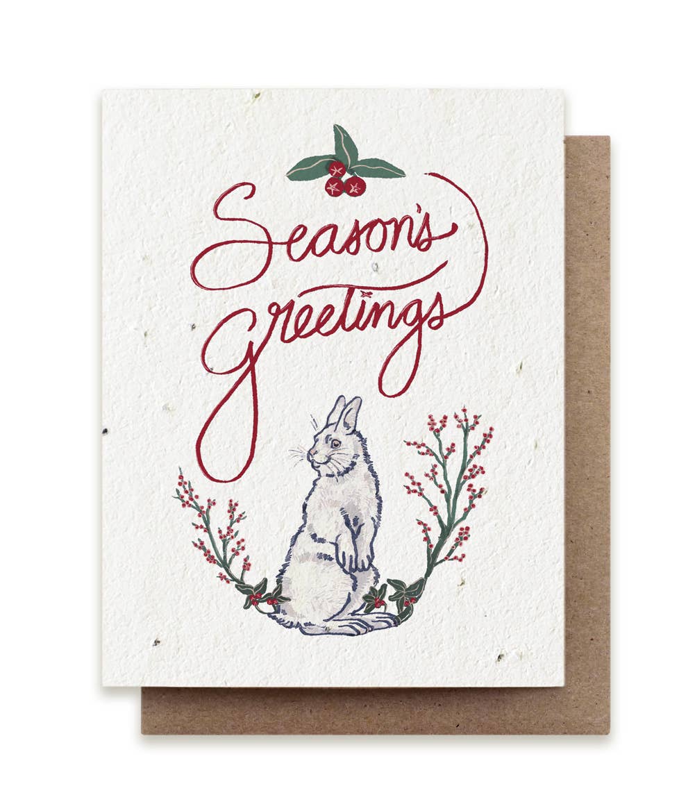 Season&#39;s Greetings Snowshoe Hare Plantable Herb Seed Card