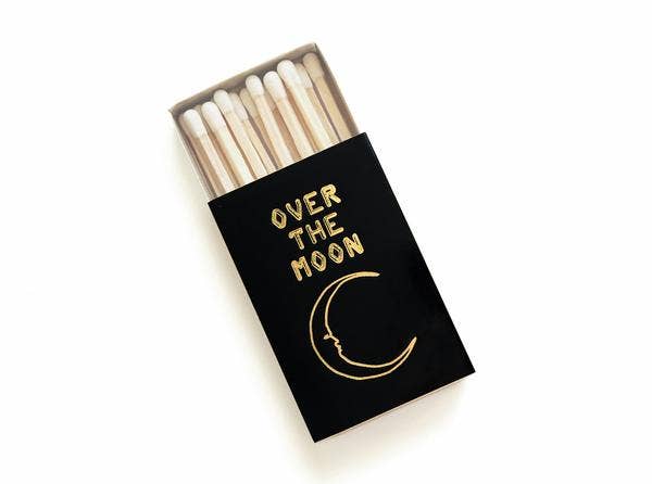 Over the Moon Matchbox - Gold on Black