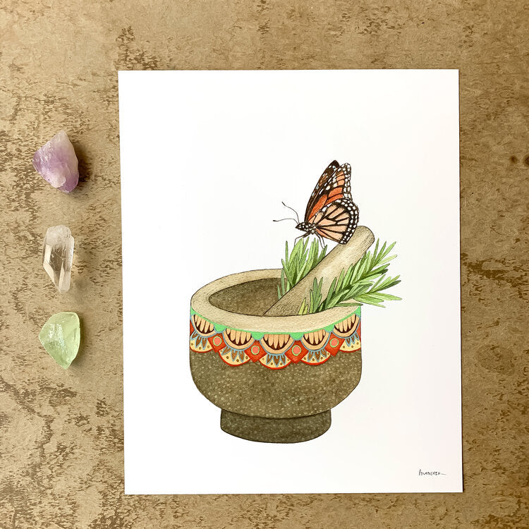 Elizabeth’s Mortar and Pestle: Woodland Kitchen (8" x 10" Print)