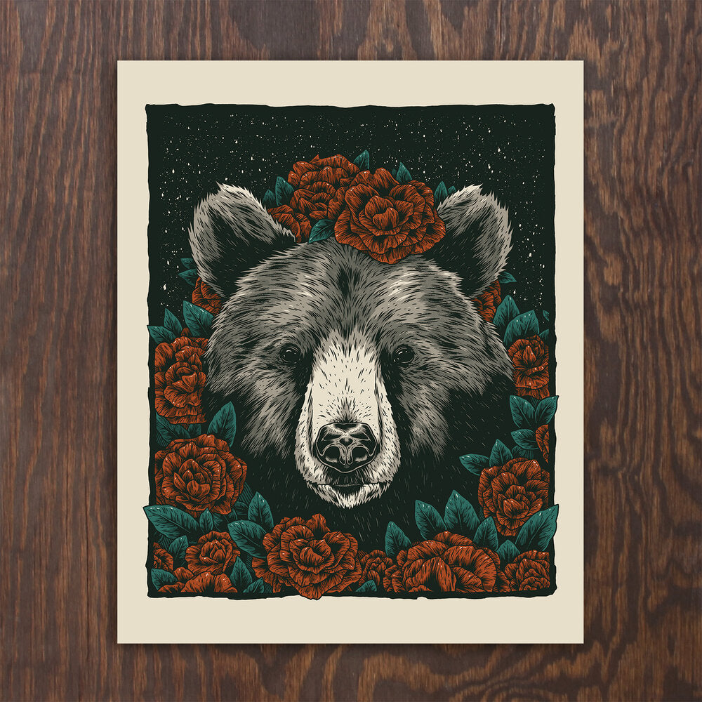 American Beauty Black Bear 16&#39; x 20&quot; Screenprint
