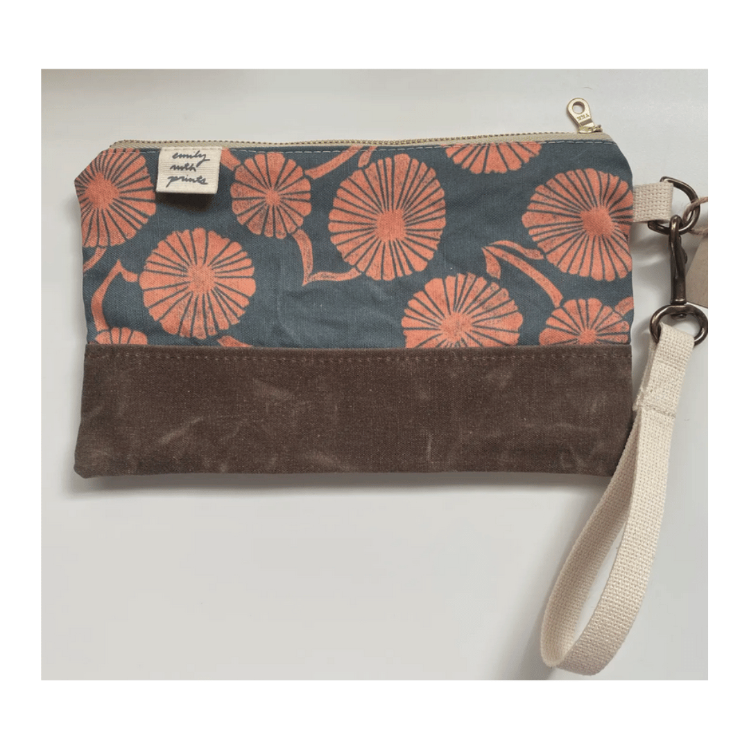Pink Mealy Bonnet Waxed Canvas Wristlet