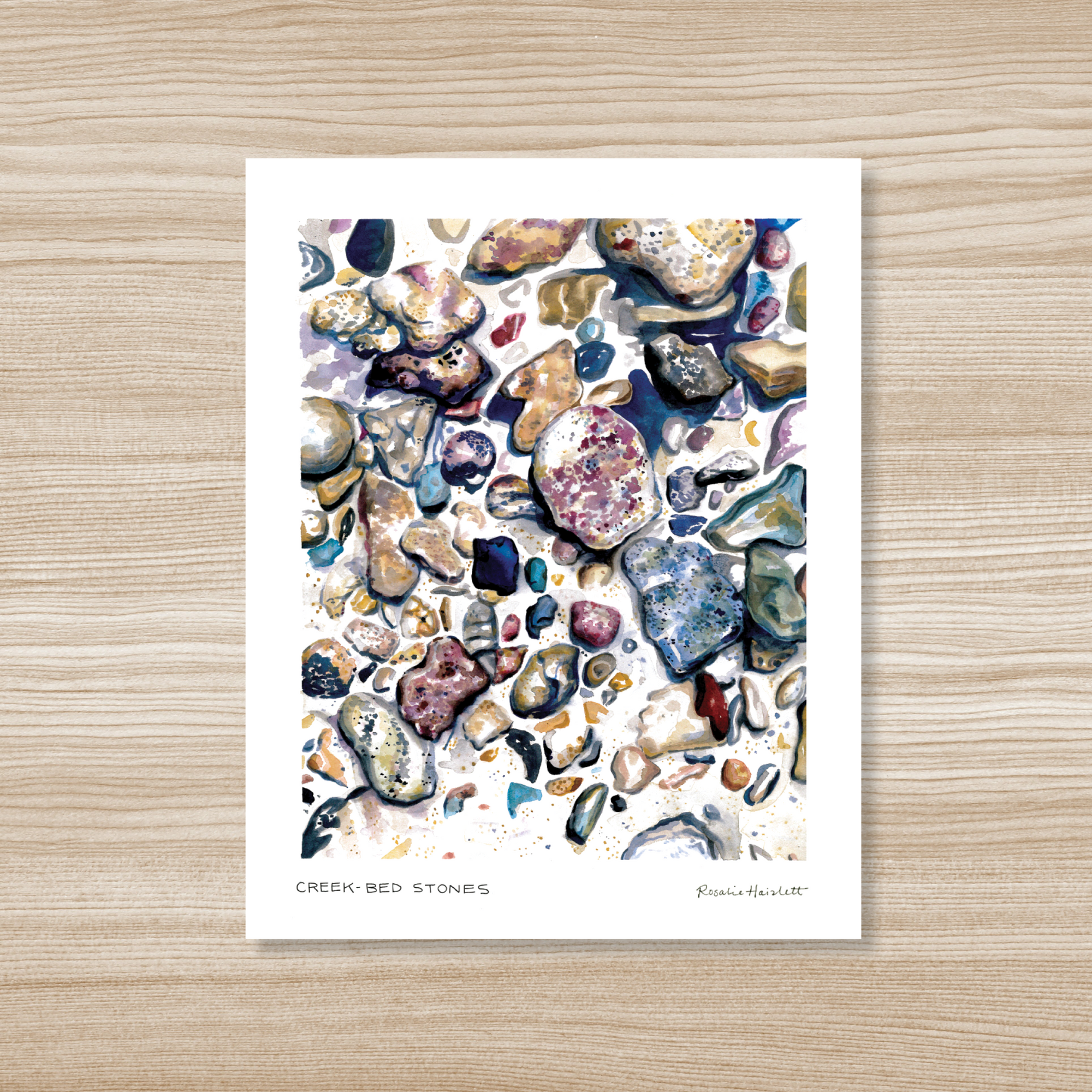 Creek-bed Stones Watercolor Art Print by Rosalie Haizlett