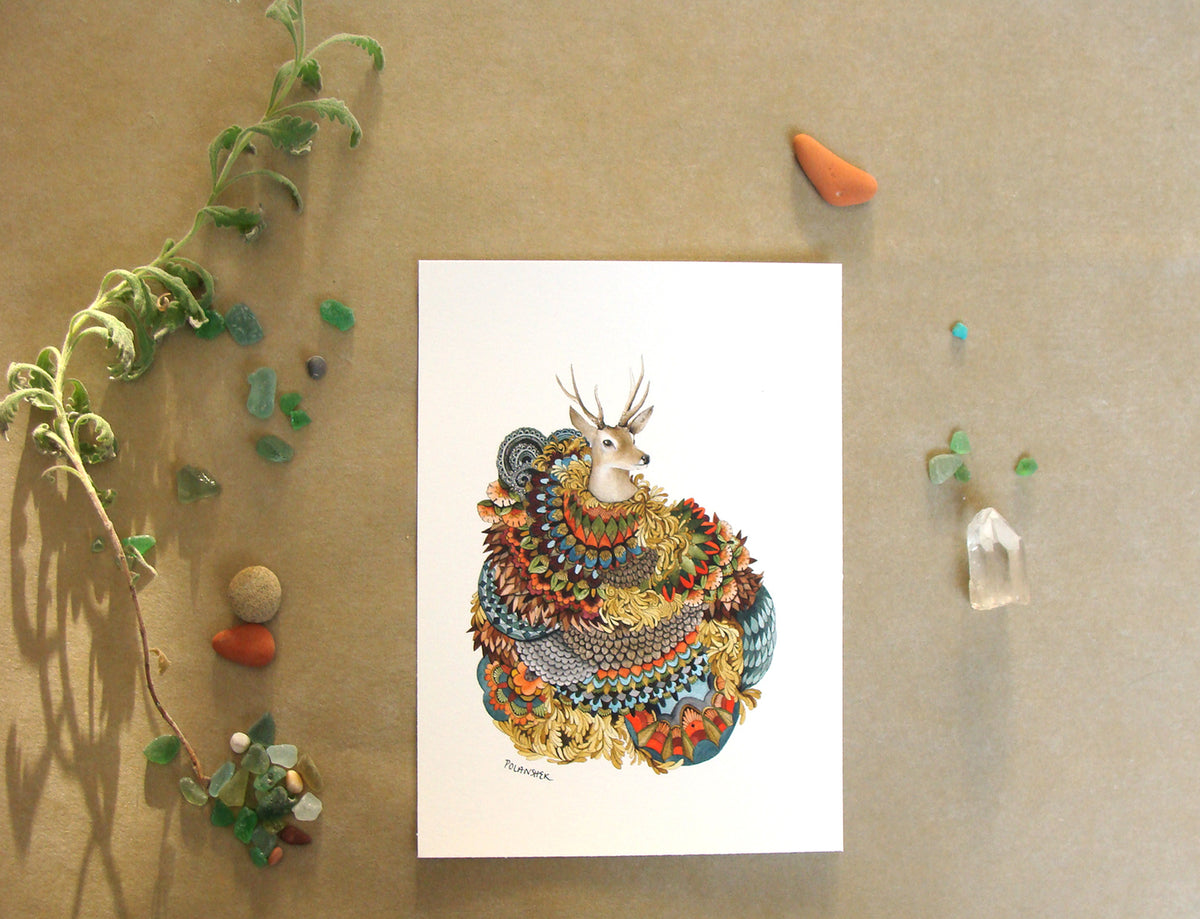 The Deer: Quilted Forest (8&quot; x 10&quot; Print)