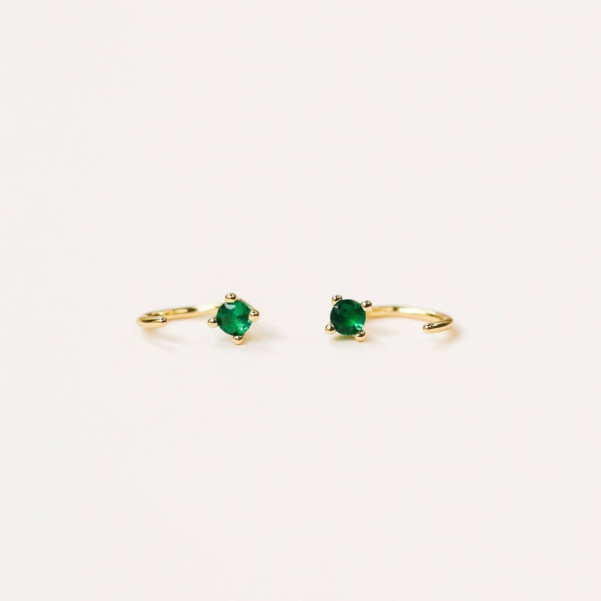 Emerald CZ Huggie Earrings