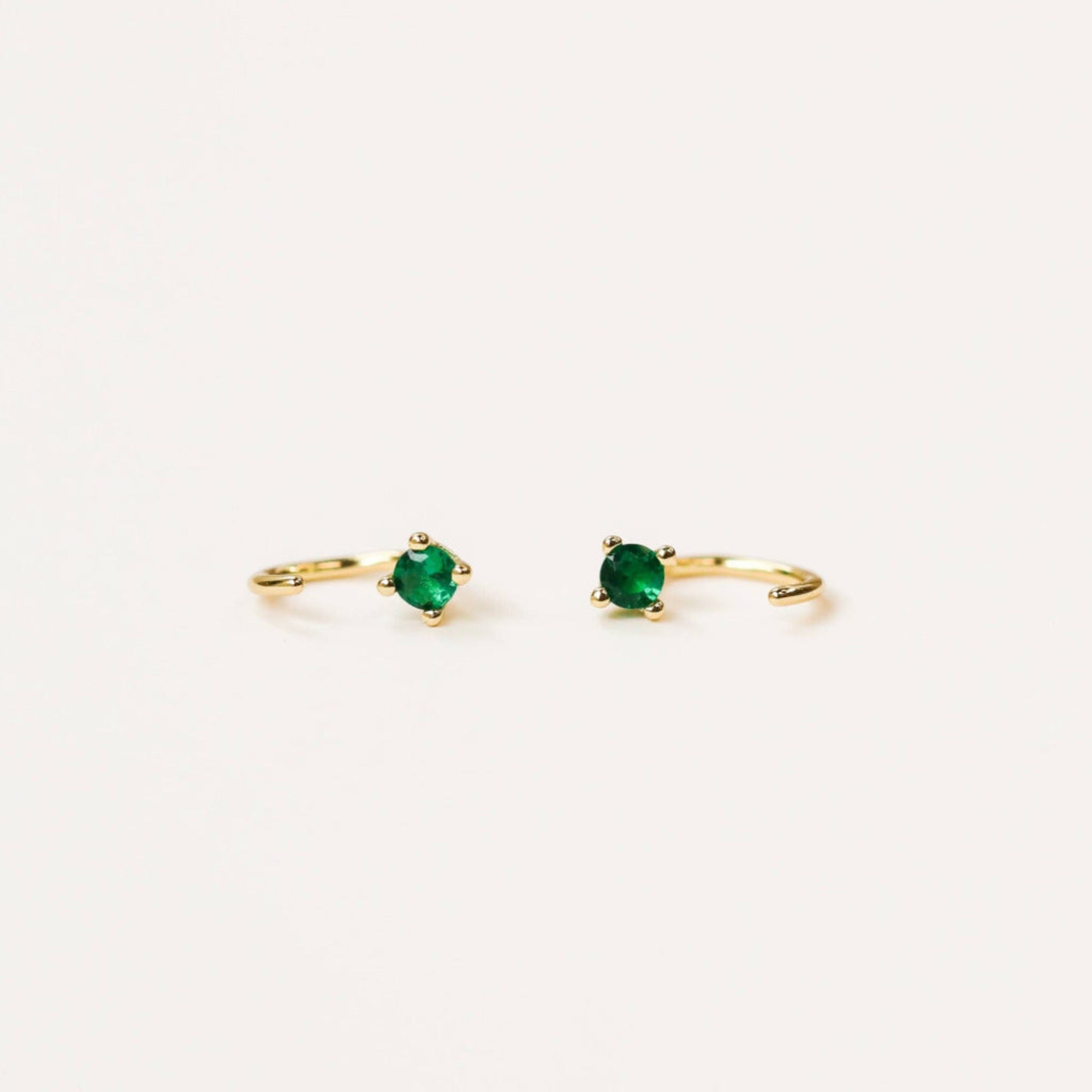 Emerald CZ Huggie Earrings