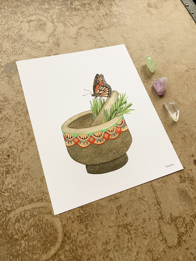 Elizabeth’s Mortar and Pestle: Woodland Kitchen (8" x 10" Print)