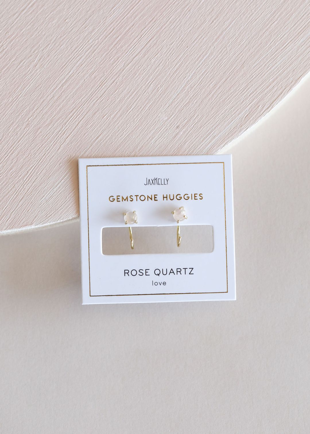 Rose Quartz Huggies Earrings