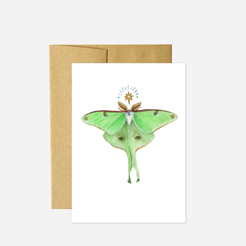 Astral Luna Moth Greeting Card by Polanshek of the Hills