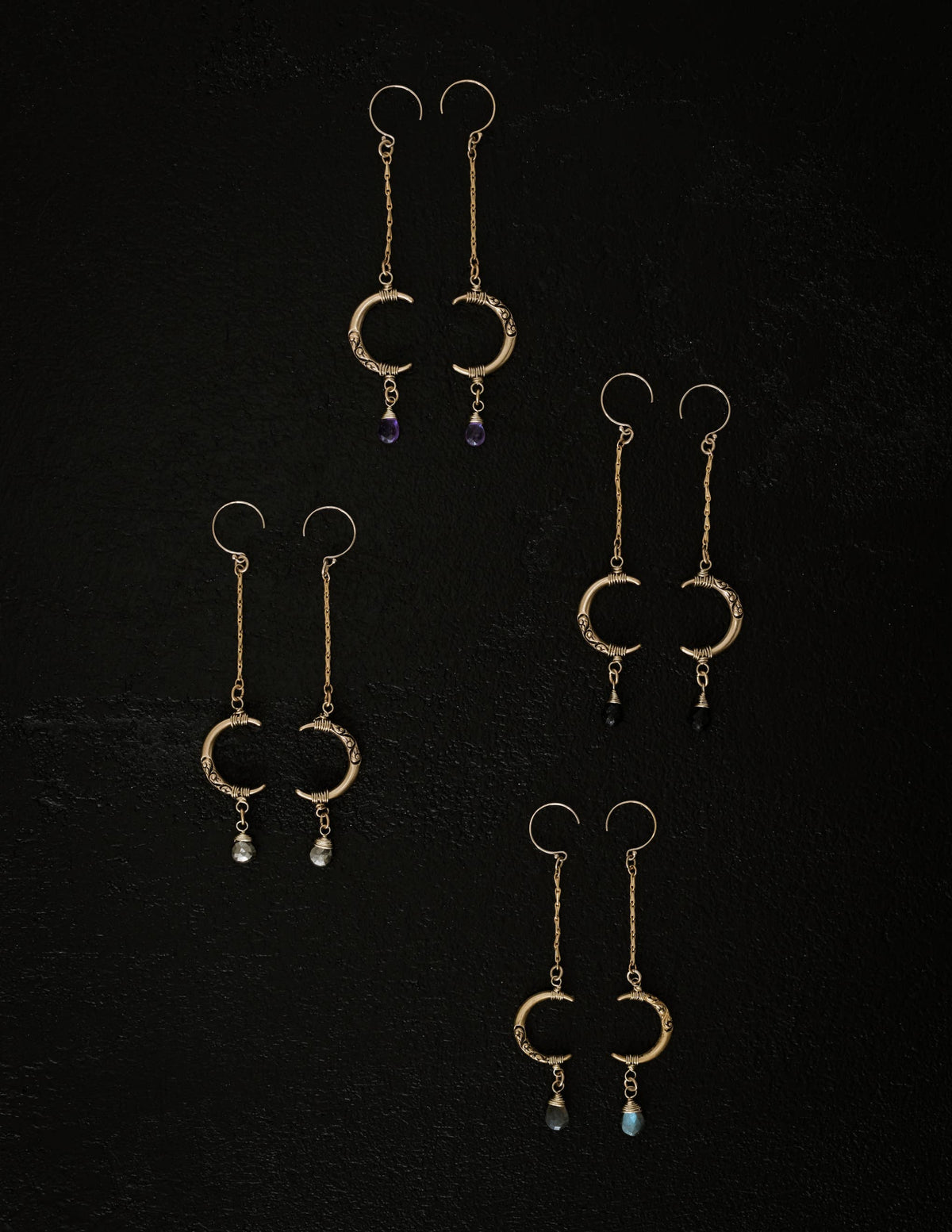 Moon Majesty Earrings - Pyrite
