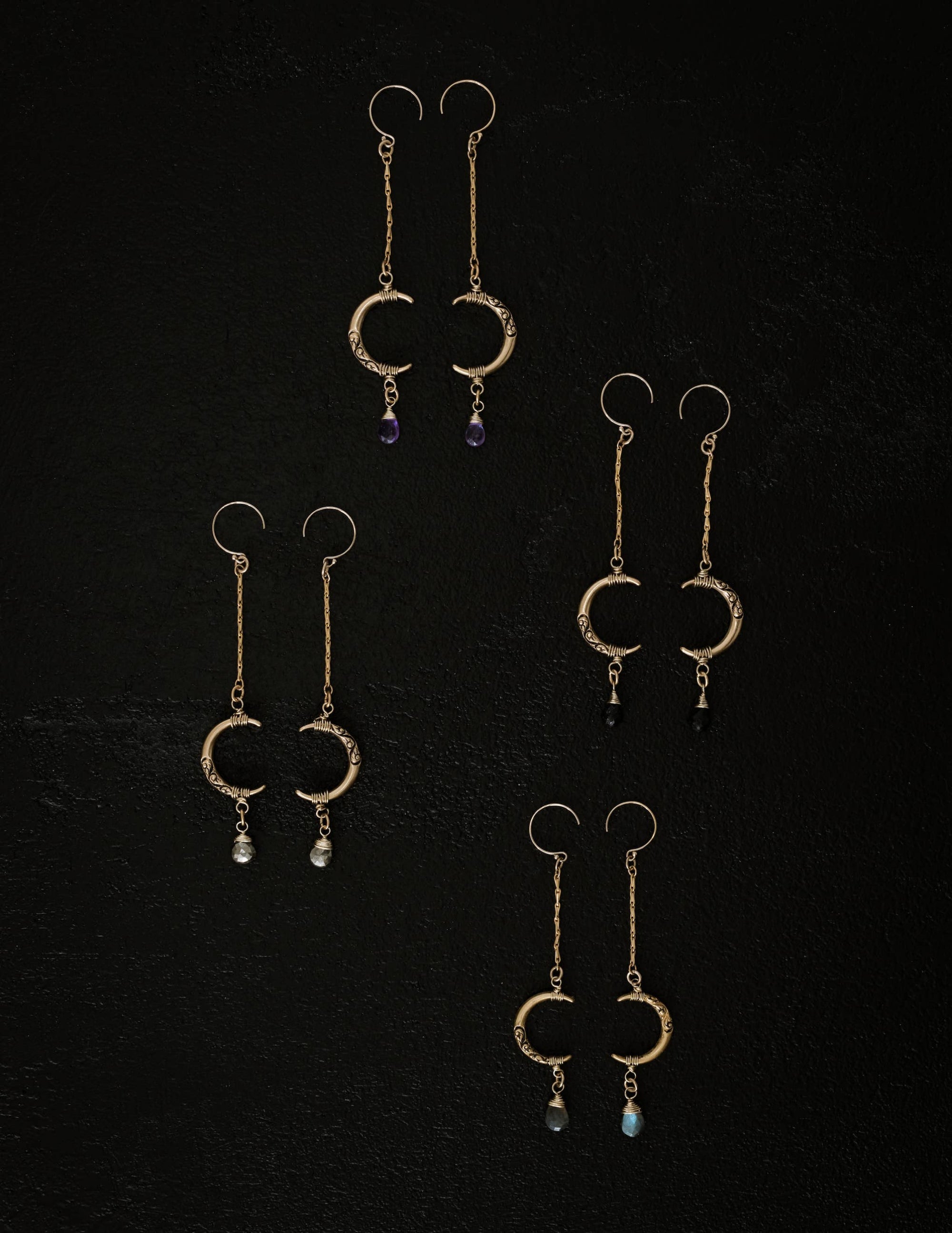 Moon Majesty Earrings - Pyrite