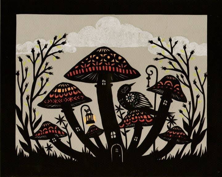 Rain Shelter Cut Paper Art Print