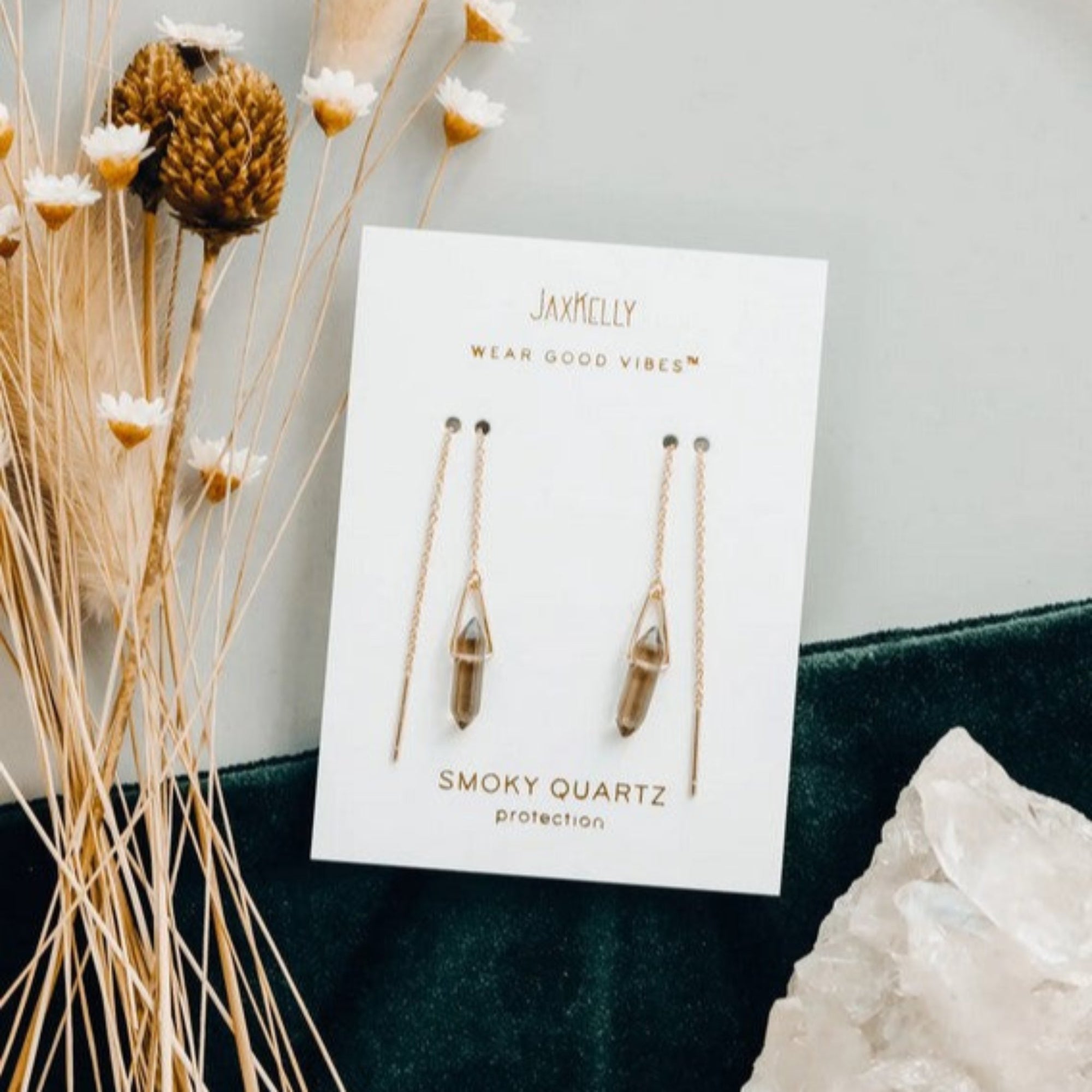 Smoky Quartz Gemstone Threader Earrings