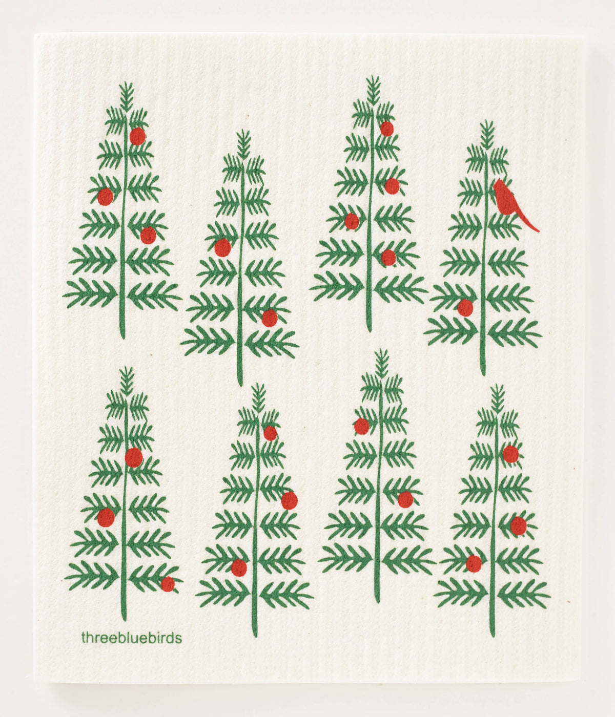 Three Bluebirds Swedish Dishcloths - Christmas Trees Swedish Dish Cloth