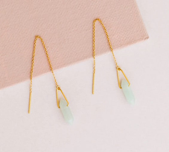 Amazonite Gemstone Threader Earrings