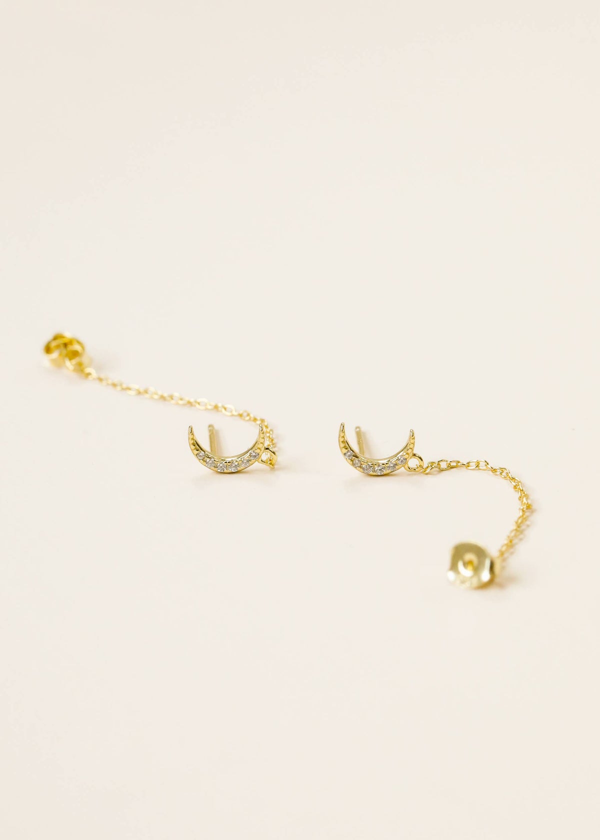 Crystal Moon Chain Huggie Earrings
