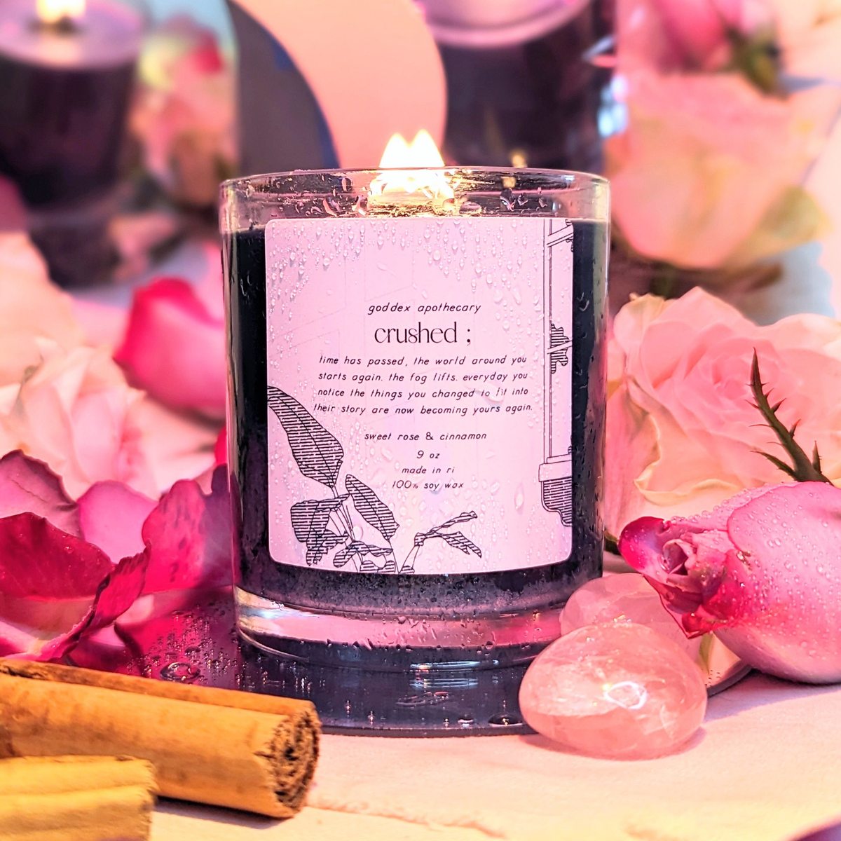 Crushed | Sweet Rose &amp; Cinnamon Soy Candle