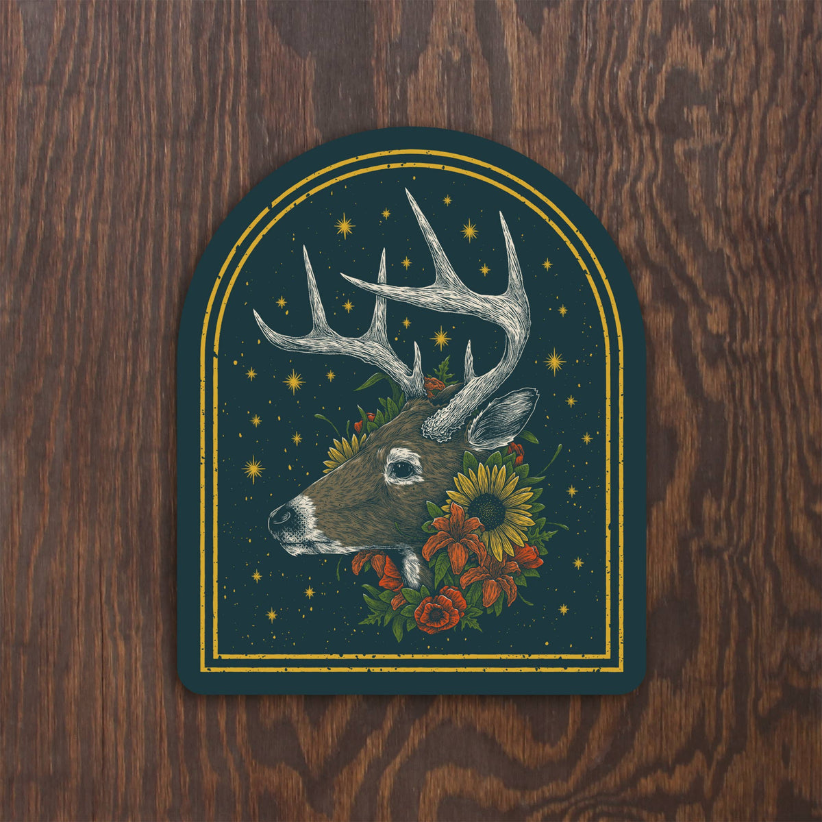 Whitetail and Flowers Sticker