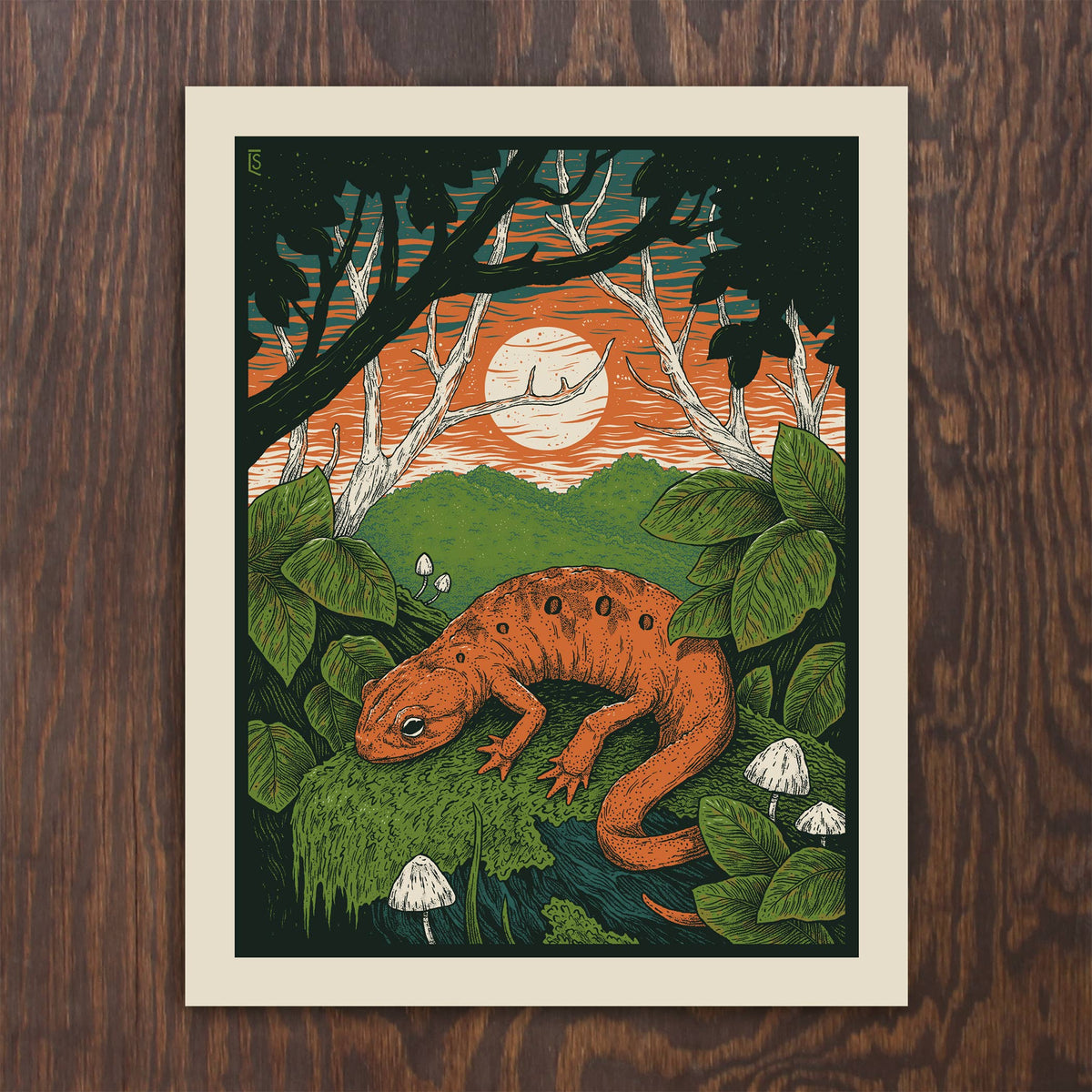 Red Eft Sunset by Logan Schmitt 11x14 Screen Art Print