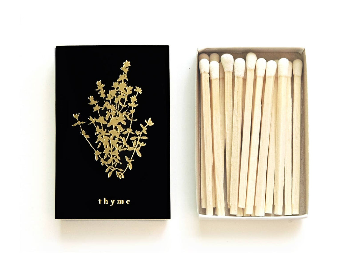 Thyme Matchbox: Gold on Black