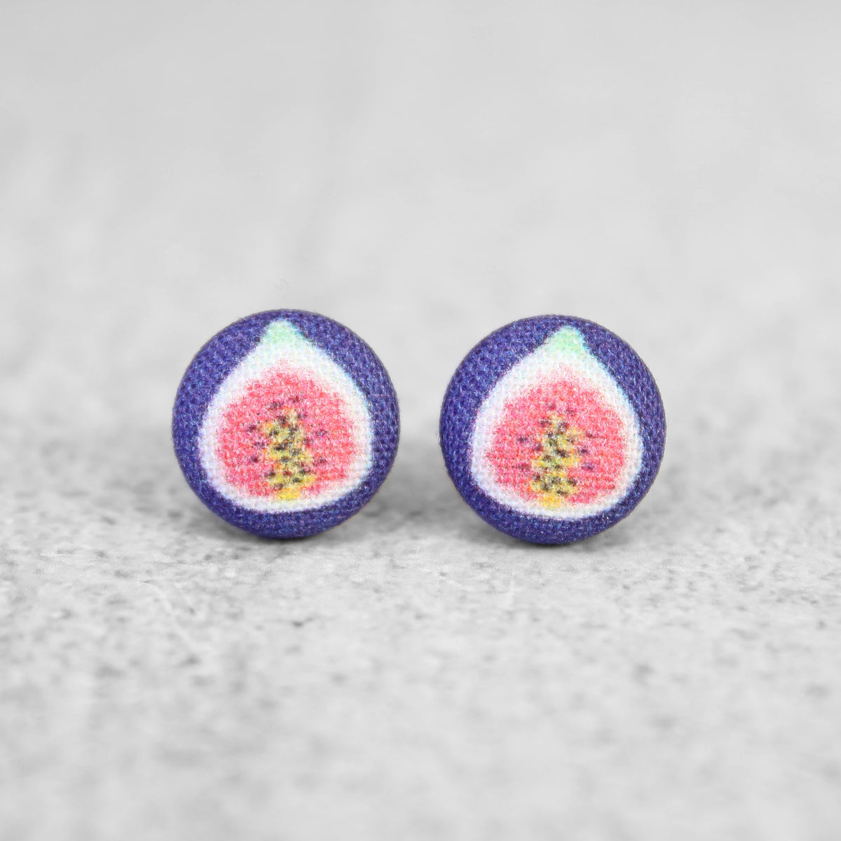 Fig Fabric Button Earrings