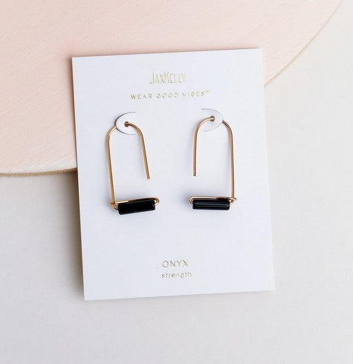 Black Onyx Gemstone Drop Earrings
