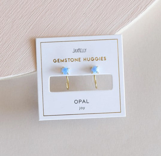 Fire Opal Huggies Earrings