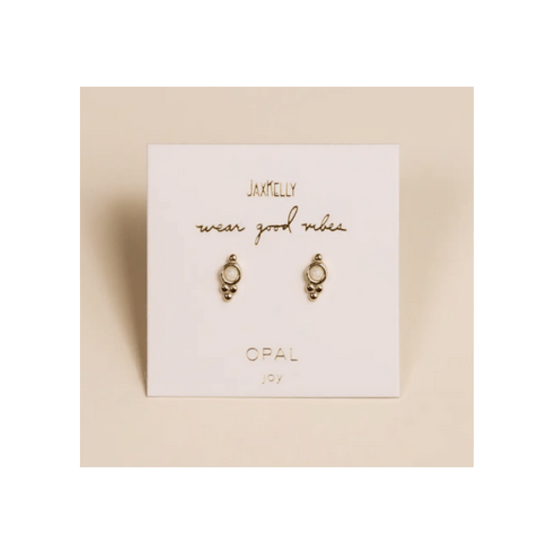 Tri Ball Studs - White Opal