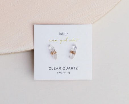 Clear Quartz Mineral Point Earrings