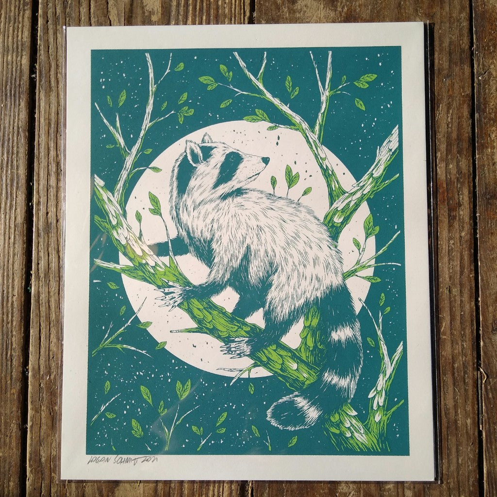 Raccoon Screenprint by Logan Schmitt (8&quot; x 10&quot;)