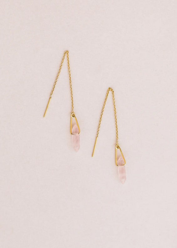 Rose Quartz Gemstone Threader Earrings