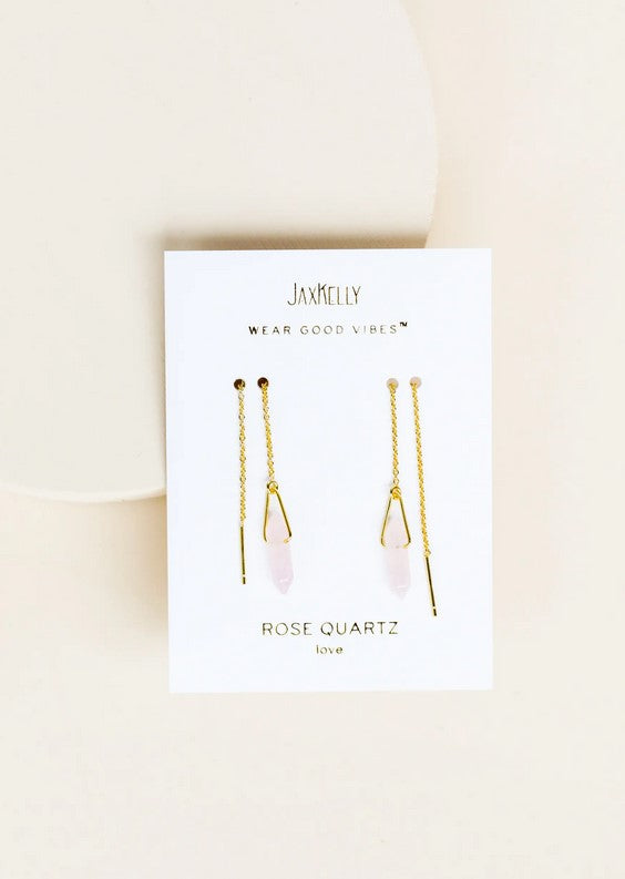 Rose Quartz Gemstone Threader Earrings