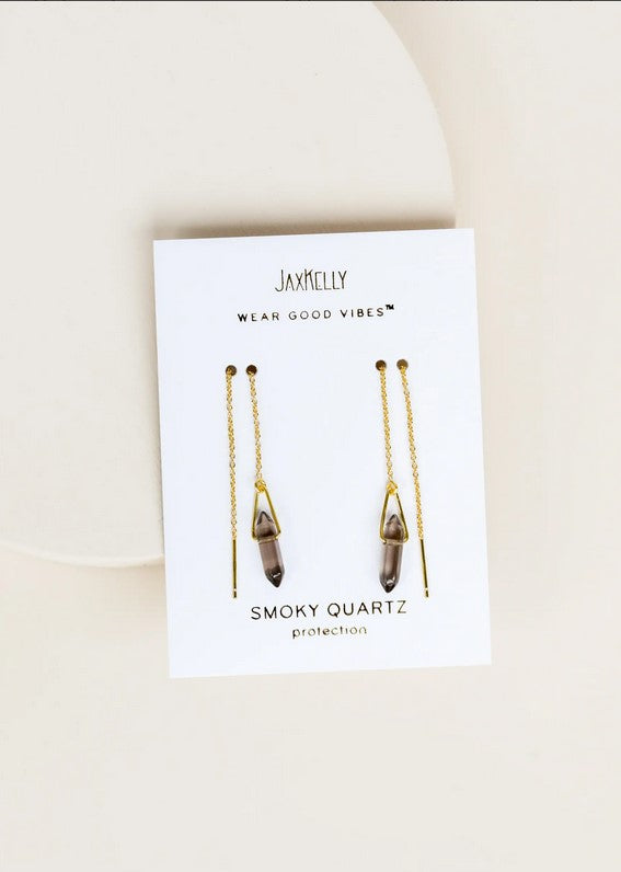Smoky Quartz Gemstone Threader Earrings